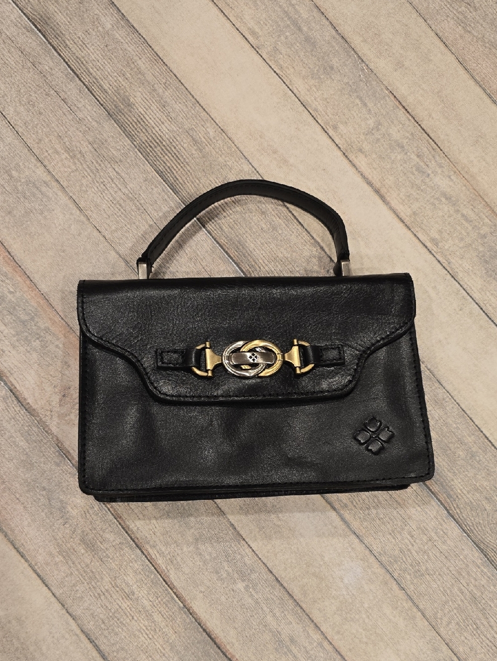 Patricia Nash Heritage Porcili Black Leather Handle Crossbody Purse